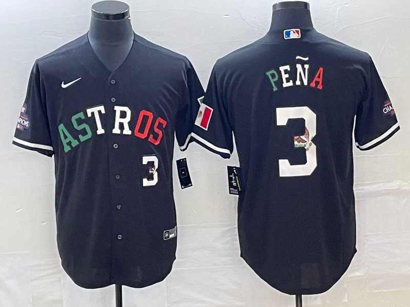 Mens Houston Astros #3 Jeremy Pena Number Mexico Black Cool Base Stitched Baseball Jersey->houston astros->MLB Jersey